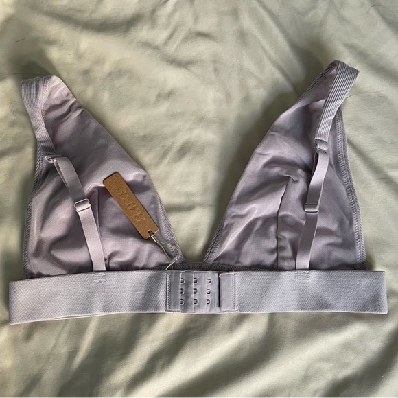 NEW Skims Ribbed Cotton Plunge Bralette Unlined Wireless - Picture 2 of 6